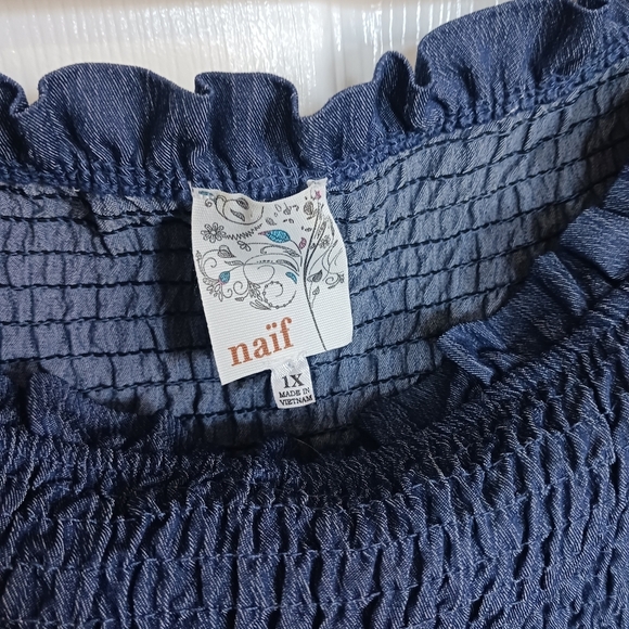 Naif denim looking soft off the shoulder dress size 1X - Picture 5 of 7